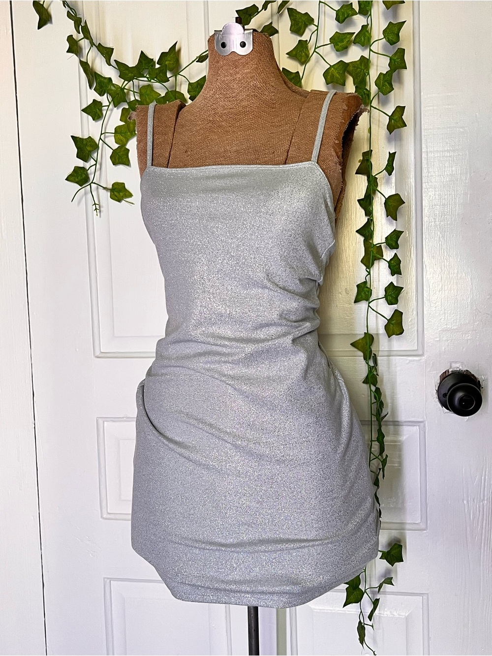 Forever 21 Silver Shimmer Square-Neck Mini Dress - Women's